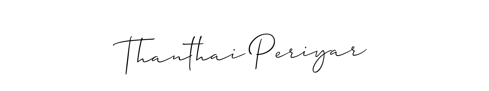 Allison_Script is a professional signature style that is perfect for those who want to add a touch of class to their signature. It is also a great choice for those who want to make their signature more unique. Get Thanthai Periyar name to fancy signature for free. Thanthai Periyar signature style 2 images and pictures png