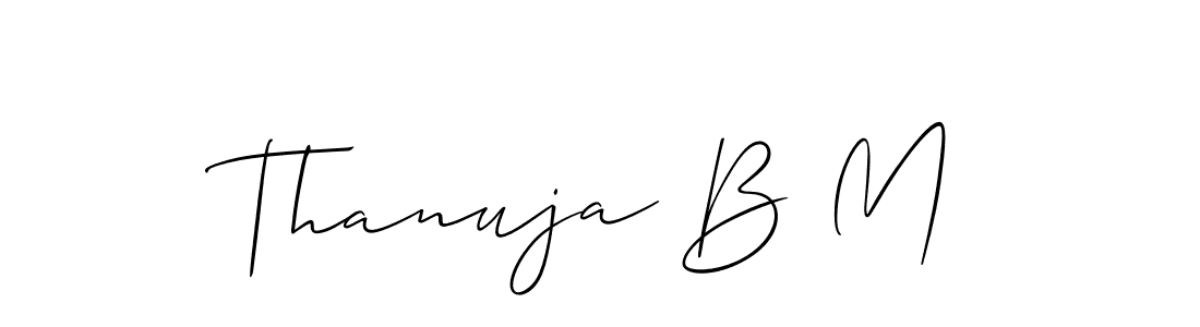 Also You can easily find your signature by using the search form. We will create Thanuja B M name handwritten signature images for you free of cost using Allison_Script sign style. Thanuja B M signature style 2 images and pictures png