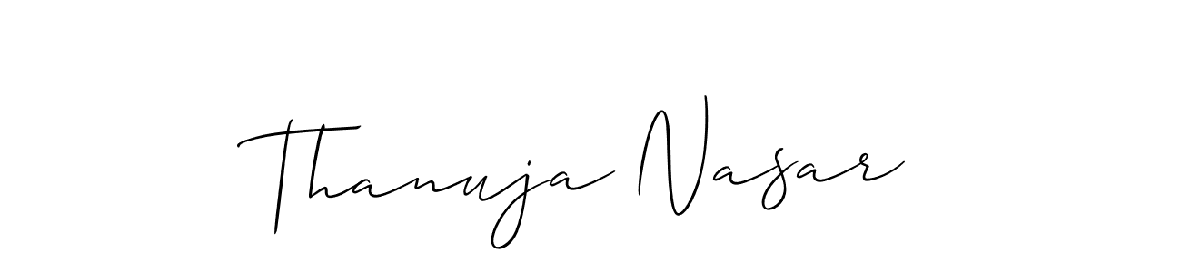 Design your own signature with our free online signature maker. With this signature software, you can create a handwritten (Allison_Script) signature for name Thanuja Nasar. Thanuja Nasar signature style 2 images and pictures png