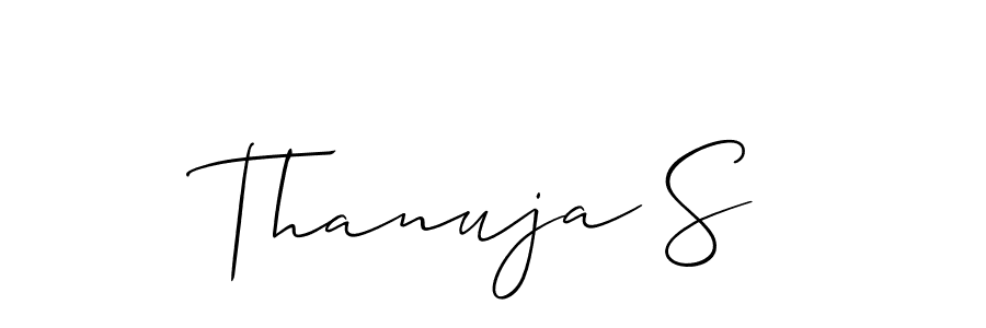 Allison_Script is a professional signature style that is perfect for those who want to add a touch of class to their signature. It is also a great choice for those who want to make their signature more unique. Get Thanuja S name to fancy signature for free. Thanuja S signature style 2 images and pictures png
