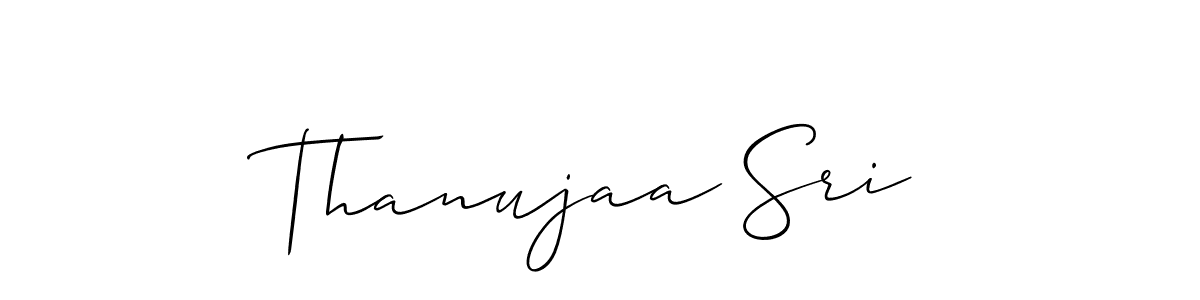 It looks lik you need a new signature style for name Thanujaa Sri. Design unique handwritten (Allison_Script) signature with our free signature maker in just a few clicks. Thanujaa Sri signature style 2 images and pictures png