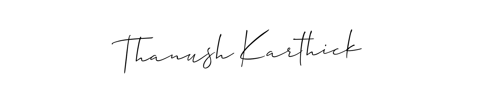 Create a beautiful signature design for name Thanush Karthick. With this signature (Allison_Script) fonts, you can make a handwritten signature for free. Thanush Karthick signature style 2 images and pictures png