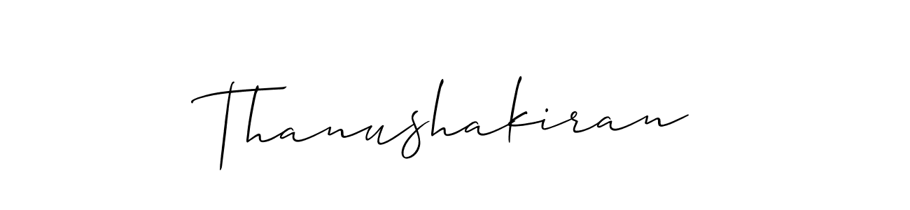 How to make Thanushakiran name signature. Use Allison_Script style for creating short signs online. This is the latest handwritten sign. Thanushakiran signature style 2 images and pictures png