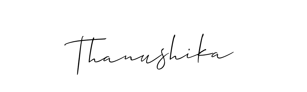 Allison_Script is a professional signature style that is perfect for those who want to add a touch of class to their signature. It is also a great choice for those who want to make their signature more unique. Get Thanushika name to fancy signature for free. Thanushika signature style 2 images and pictures png