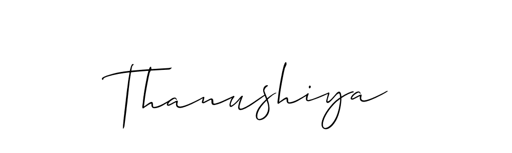 Make a beautiful signature design for name Thanushiya. With this signature (Allison_Script) style, you can create a handwritten signature for free. Thanushiya signature style 2 images and pictures png