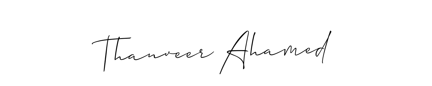 if you are searching for the best signature style for your name Thanveer Ahamed. so please give up your signature search. here we have designed multiple signature styles  using Allison_Script. Thanveer Ahamed signature style 2 images and pictures png