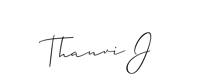 Use a signature maker to create a handwritten signature online. With this signature software, you can design (Allison_Script) your own signature for name Thanvi J. Thanvi J signature style 2 images and pictures png