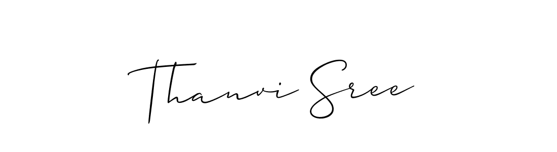 The best way (Allison_Script) to make a short signature is to pick only two or three words in your name. The name Thanvi Sree include a total of six letters. For converting this name. Thanvi Sree signature style 2 images and pictures png