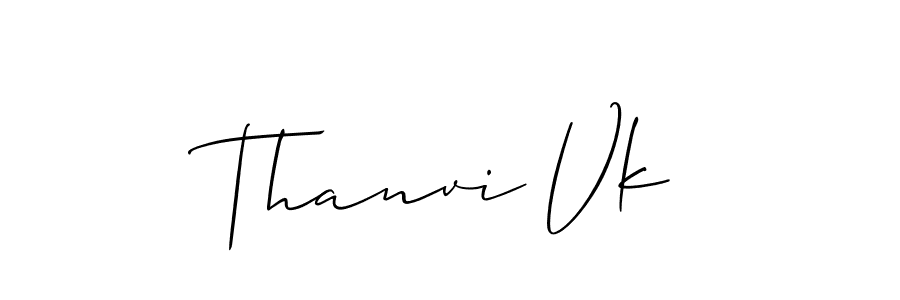 It looks lik you need a new signature style for name Thanvi Vk. Design unique handwritten (Allison_Script) signature with our free signature maker in just a few clicks. Thanvi Vk signature style 2 images and pictures png