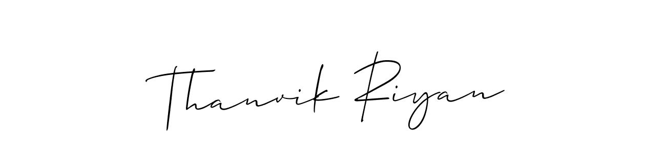 Allison_Script is a professional signature style that is perfect for those who want to add a touch of class to their signature. It is also a great choice for those who want to make their signature more unique. Get Thanvik Riyan name to fancy signature for free. Thanvik Riyan signature style 2 images and pictures png