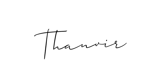 Make a beautiful signature design for name Thanvir. With this signature (Allison_Script) style, you can create a handwritten signature for free. Thanvir signature style 2 images and pictures png