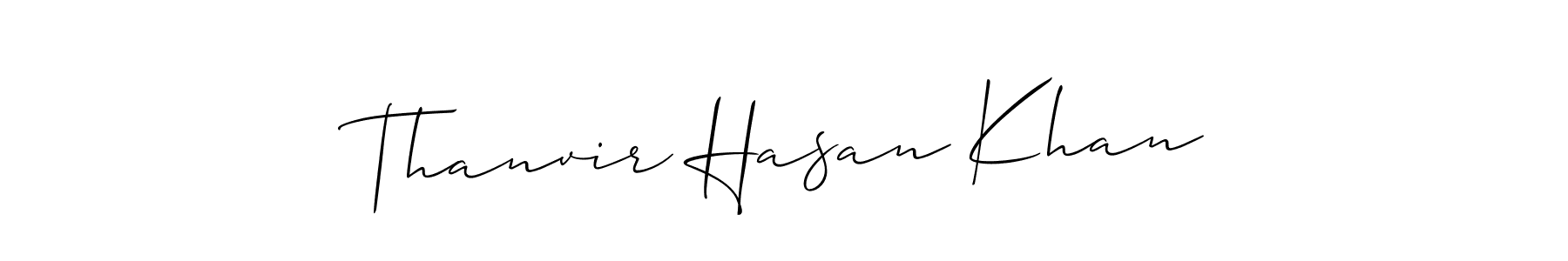 How to make Thanvir Hasan Khan name signature. Use Allison_Script style for creating short signs online. This is the latest handwritten sign. Thanvir Hasan Khan signature style 2 images and pictures png