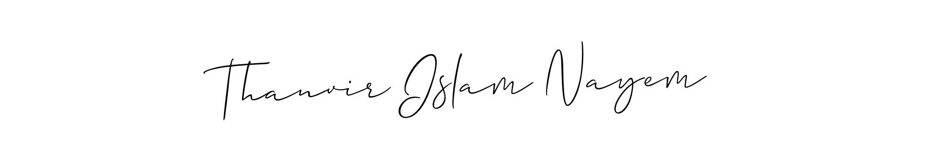 Use a signature maker to create a handwritten signature online. With this signature software, you can design (Allison_Script) your own signature for name Thanvir Islam Nayem. Thanvir Islam Nayem signature style 2 images and pictures png