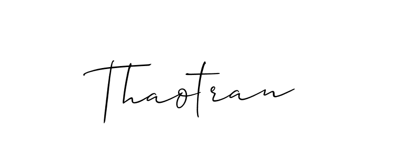 Make a beautiful signature design for name Thaotran. With this signature (Allison_Script) style, you can create a handwritten signature for free. Thaotran signature style 2 images and pictures png