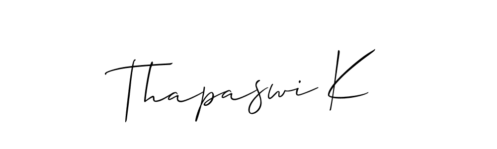 How to make Thapaswi K name signature. Use Allison_Script style for creating short signs online. This is the latest handwritten sign. Thapaswi K signature style 2 images and pictures png