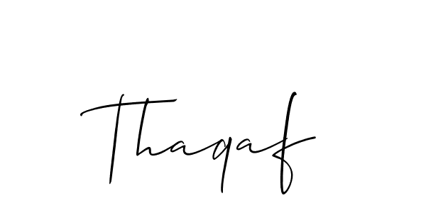 Create a beautiful signature design for name Thaqaf. With this signature (Allison_Script) fonts, you can make a handwritten signature for free. Thaqaf signature style 2 images and pictures png