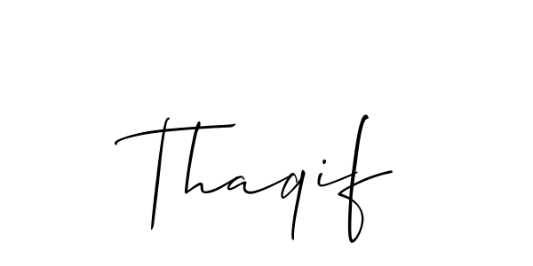 Similarly Allison_Script is the best handwritten signature design. Signature creator online .You can use it as an online autograph creator for name Thaqif. Thaqif signature style 2 images and pictures png