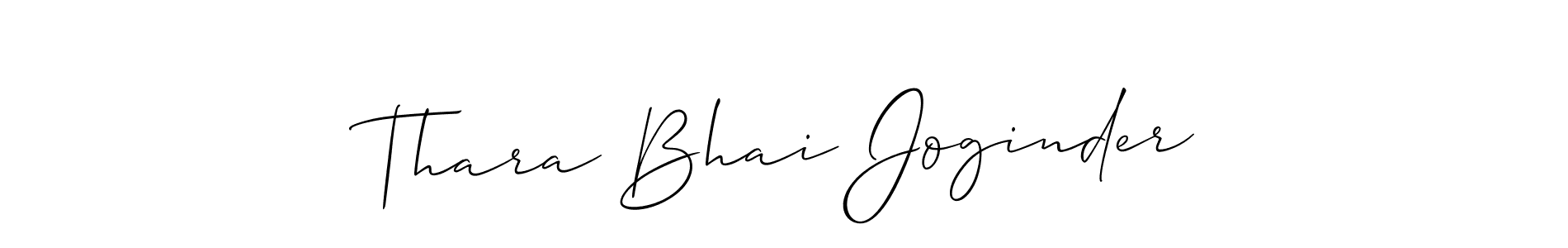 Create a beautiful signature design for name Thara Bhai Joginder. With this signature (Allison_Script) fonts, you can make a handwritten signature for free. Thara Bhai Joginder signature style 2 images and pictures png
