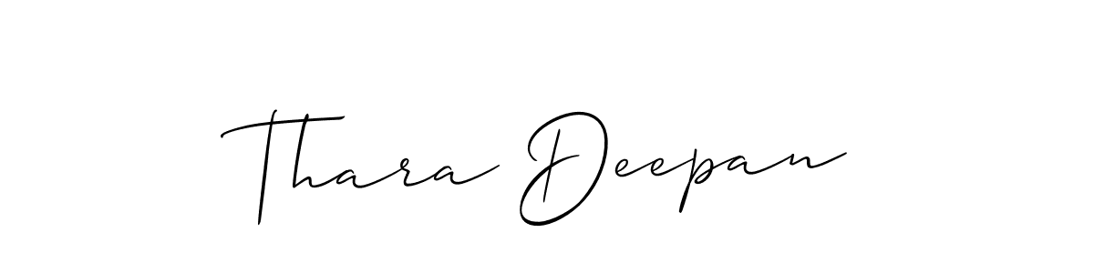 Make a short Thara Deepan signature style. Manage your documents anywhere anytime using Allison_Script. Create and add eSignatures, submit forms, share and send files easily. Thara Deepan signature style 2 images and pictures png