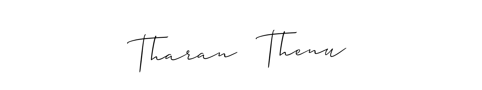 Create a beautiful signature design for name Tharan ❤ Thenu. With this signature (Allison_Script) fonts, you can make a handwritten signature for free. Tharan ❤ Thenu signature style 2 images and pictures png