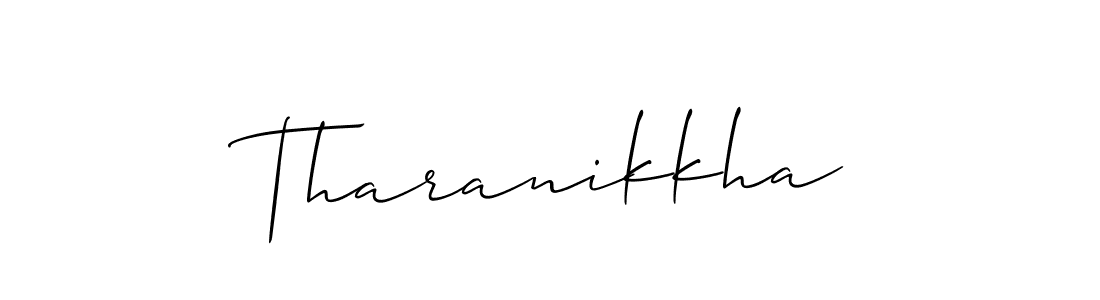 Create a beautiful signature design for name Tharanikkha. With this signature (Allison_Script) fonts, you can make a handwritten signature for free. Tharanikkha signature style 2 images and pictures png