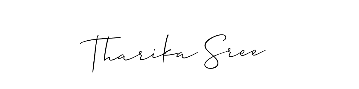 Use a signature maker to create a handwritten signature online. With this signature software, you can design (Allison_Script) your own signature for name Tharika Sree. Tharika Sree signature style 2 images and pictures png