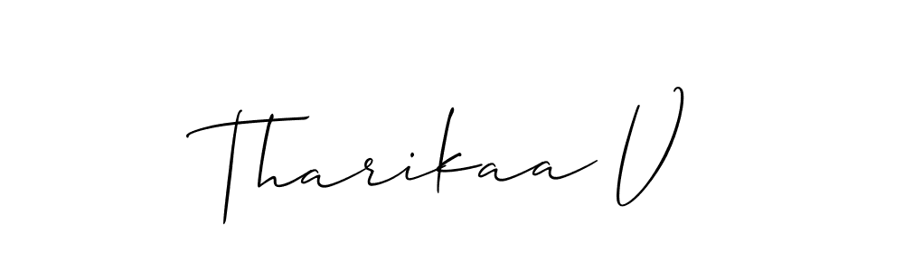 You should practise on your own different ways (Allison_Script) to write your name (Tharikaa V) in signature. don't let someone else do it for you. Tharikaa V signature style 2 images and pictures png