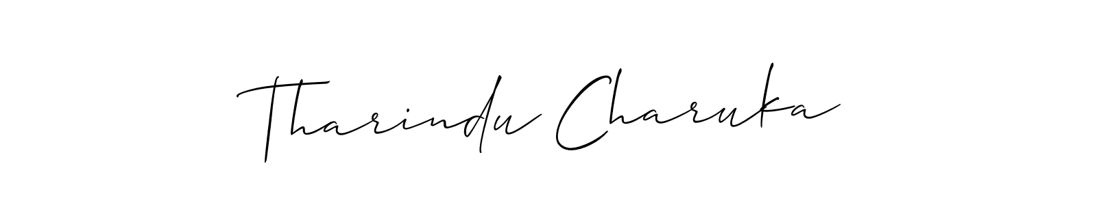 How to make Tharindu Charuka signature? Allison_Script is a professional autograph style. Create handwritten signature for Tharindu Charuka name. Tharindu Charuka signature style 2 images and pictures png