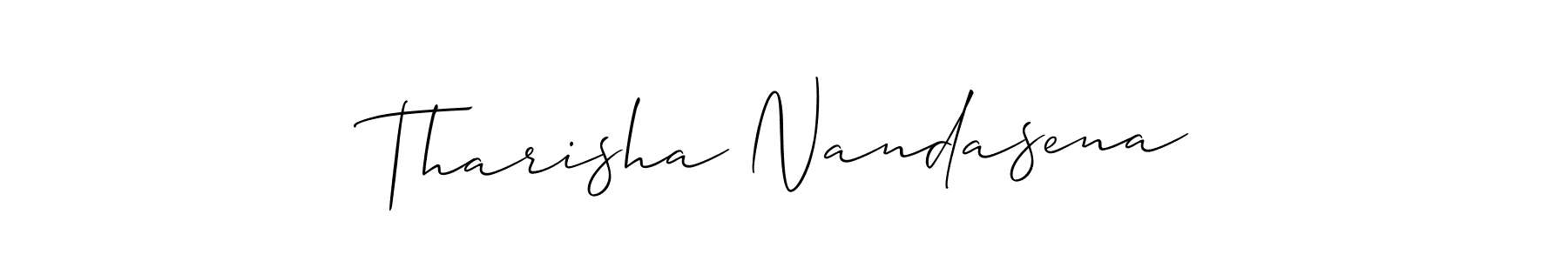 Also You can easily find your signature by using the search form. We will create Tharisha Nandasena name handwritten signature images for you free of cost using Allison_Script sign style. Tharisha Nandasena signature style 2 images and pictures png