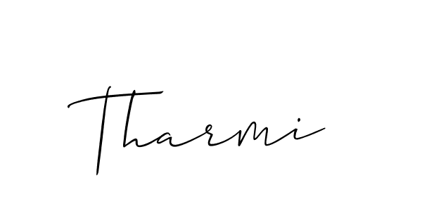 Create a beautiful signature design for name Tharmi. With this signature (Allison_Script) fonts, you can make a handwritten signature for free. Tharmi signature style 2 images and pictures png