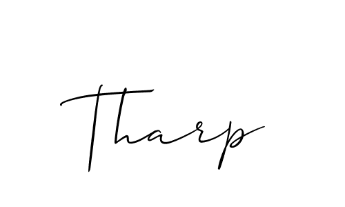 Make a beautiful signature design for name Tharp. With this signature (Allison_Script) style, you can create a handwritten signature for free. Tharp signature style 2 images and pictures png