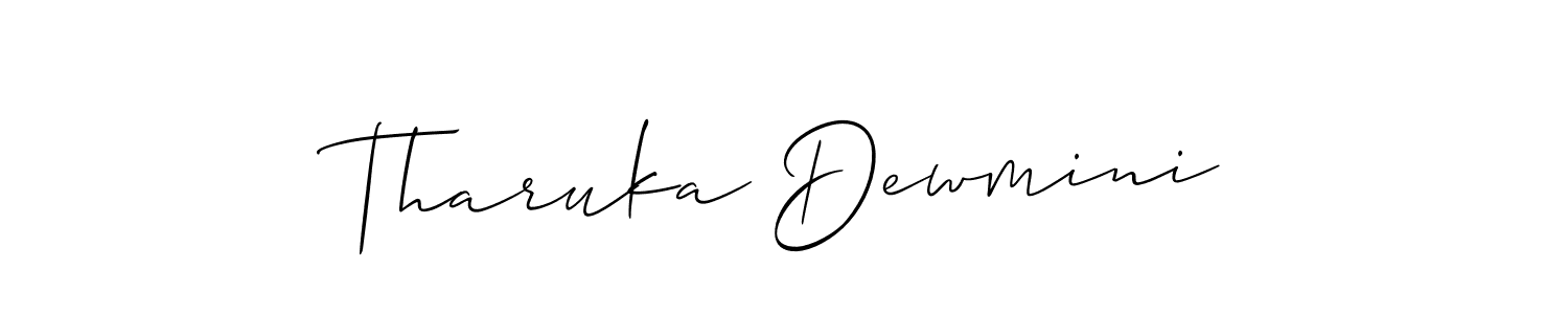 Allison_Script is a professional signature style that is perfect for those who want to add a touch of class to their signature. It is also a great choice for those who want to make their signature more unique. Get Tharuka Dewmini name to fancy signature for free. Tharuka Dewmini signature style 2 images and pictures png