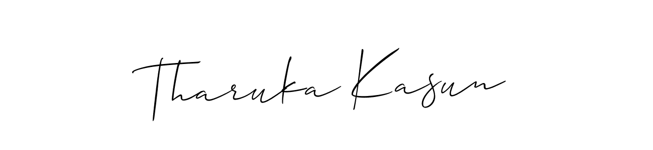 Design your own signature with our free online signature maker. With this signature software, you can create a handwritten (Allison_Script) signature for name Tharuka Kasun. Tharuka Kasun signature style 2 images and pictures png