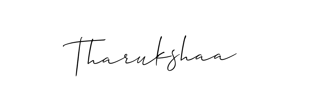Make a beautiful signature design for name Tharukshaa. With this signature (Allison_Script) style, you can create a handwritten signature for free. Tharukshaa signature style 2 images and pictures png