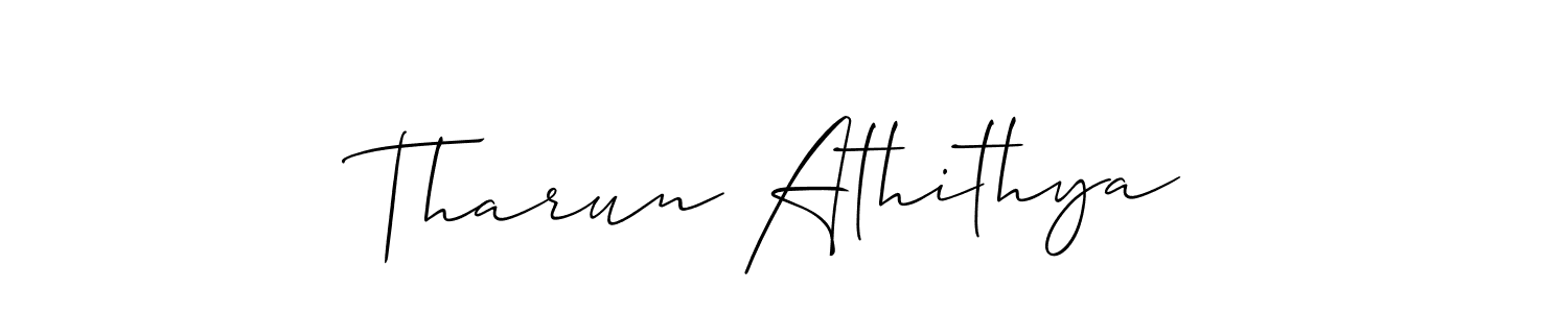 Use a signature maker to create a handwritten signature online. With this signature software, you can design (Allison_Script) your own signature for name Tharun Athithya. Tharun Athithya signature style 2 images and pictures png