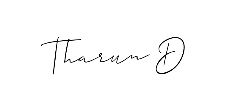 How to make Tharun D name signature. Use Allison_Script style for creating short signs online. This is the latest handwritten sign. Tharun D signature style 2 images and pictures png