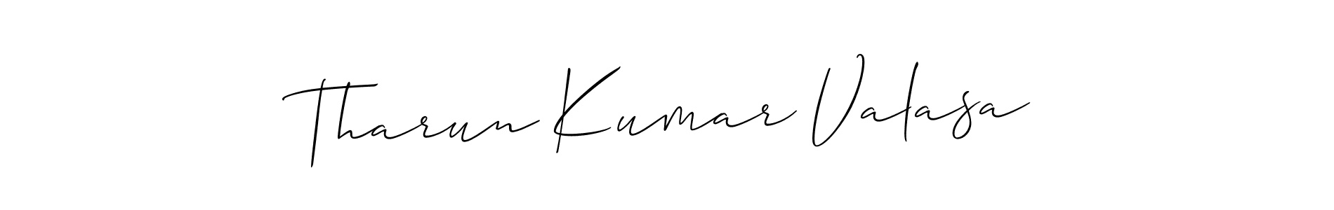 How to Draw Tharun Kumar Valasa signature style? Allison_Script is a latest design signature styles for name Tharun Kumar Valasa. Tharun Kumar Valasa signature style 2 images and pictures png
