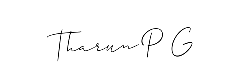 How to Draw Tharun P G signature style? Allison_Script is a latest design signature styles for name Tharun P G. Tharun P G signature style 2 images and pictures png