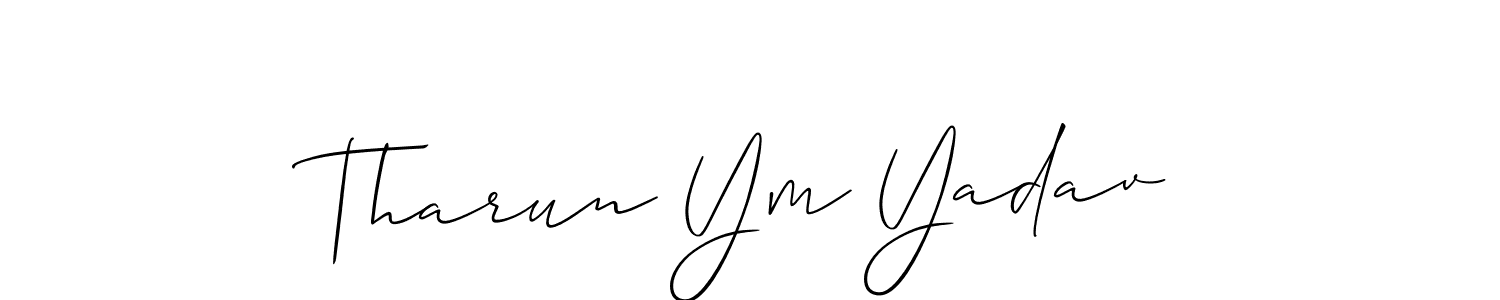 How to make Tharun Ym Yadav name signature. Use Allison_Script style for creating short signs online. This is the latest handwritten sign. Tharun Ym Yadav signature style 2 images and pictures png