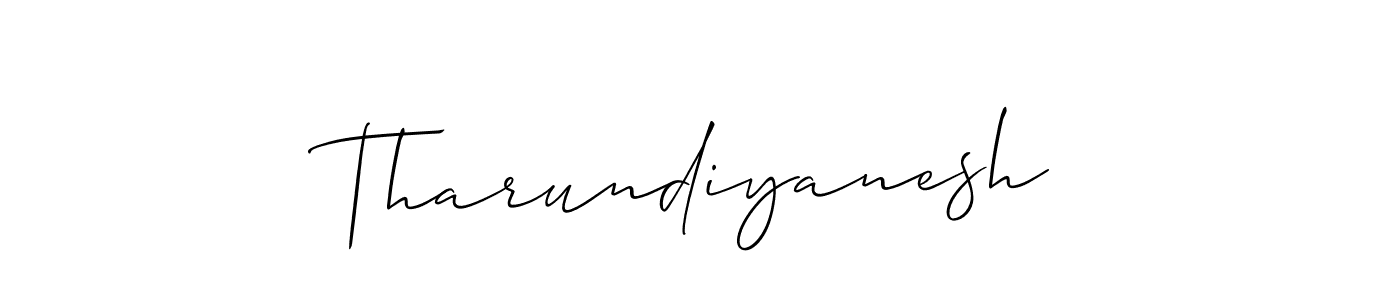 Make a beautiful signature design for name Tharundiyanesh. With this signature (Allison_Script) style, you can create a handwritten signature for free. Tharundiyanesh signature style 2 images and pictures png