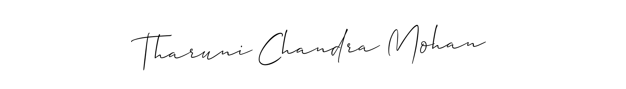 Use a signature maker to create a handwritten signature online. With this signature software, you can design (Allison_Script) your own signature for name Tharuni Chandra Mohan. Tharuni Chandra Mohan signature style 2 images and pictures png