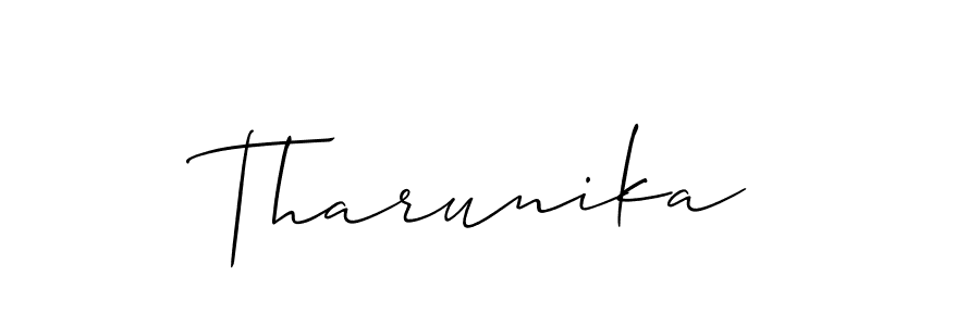 Create a beautiful signature design for name Tharunika. With this signature (Allison_Script) fonts, you can make a handwritten signature for free. Tharunika signature style 2 images and pictures png