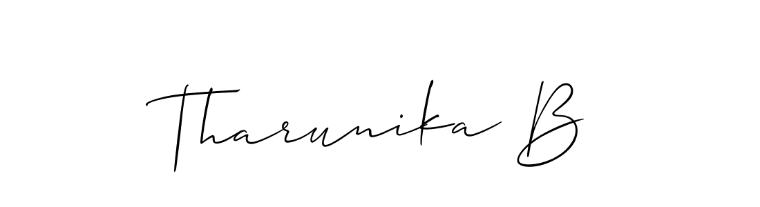 It looks lik you need a new signature style for name Tharunika B. Design unique handwritten (Allison_Script) signature with our free signature maker in just a few clicks. Tharunika B signature style 2 images and pictures png