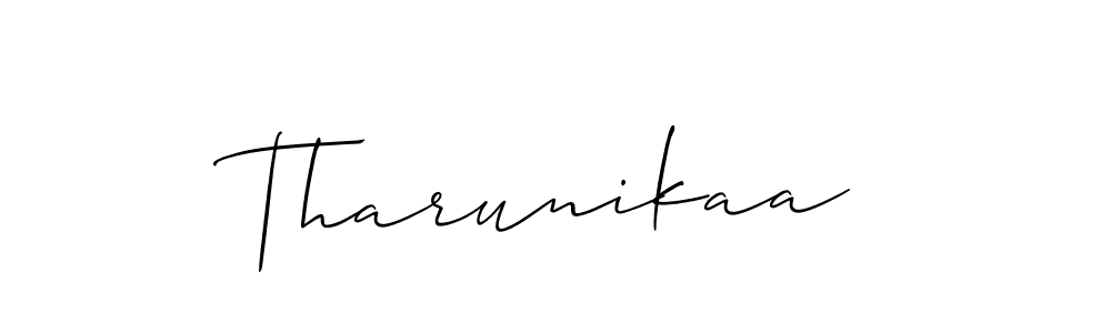 Also You can easily find your signature by using the search form. We will create Tharunikaa name handwritten signature images for you free of cost using Allison_Script sign style. Tharunikaa signature style 2 images and pictures png