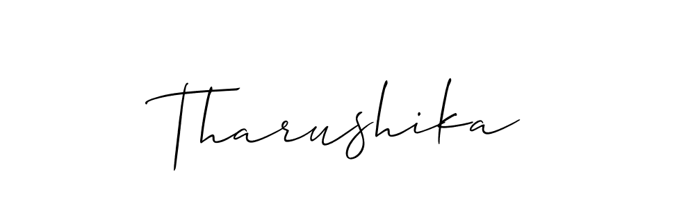 Use a signature maker to create a handwritten signature online. With this signature software, you can design (Allison_Script) your own signature for name Tharushika. Tharushika signature style 2 images and pictures png