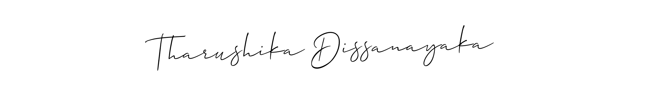 Also we have Tharushika Dissanayaka name is the best signature style. Create professional handwritten signature collection using Allison_Script autograph style. Tharushika Dissanayaka signature style 2 images and pictures png