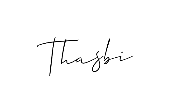 Use a signature maker to create a handwritten signature online. With this signature software, you can design (Allison_Script) your own signature for name Thasbi. Thasbi signature style 2 images and pictures png