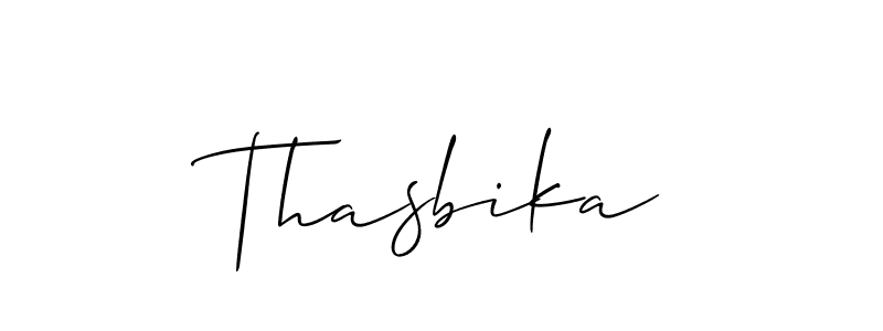 Also we have Thasbika name is the best signature style. Create professional handwritten signature collection using Allison_Script autograph style. Thasbika signature style 2 images and pictures png