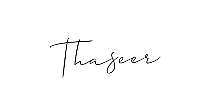 The best way (Allison_Script) to make a short signature is to pick only two or three words in your name. The name Thaseer include a total of six letters. For converting this name. Thaseer signature style 2 images and pictures png
