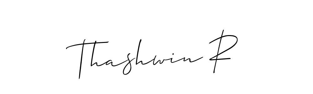 Allison_Script is a professional signature style that is perfect for those who want to add a touch of class to their signature. It is also a great choice for those who want to make their signature more unique. Get Thashwin R name to fancy signature for free. Thashwin R signature style 2 images and pictures png
